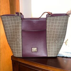 Last chance! Anne Klein Elegant Purple and Tan Tote Bag